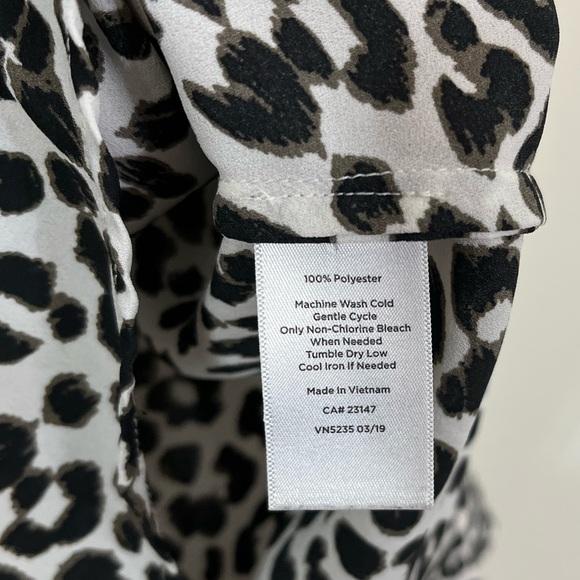 Talbots Black White Cheetah Print Semi Sheer Button Down Blouse - Picture 6 of 8